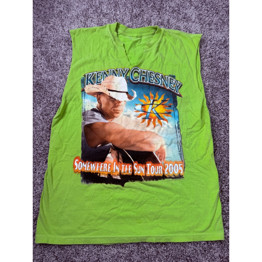 Kenny Chesney 2005 Somewhere In The Sun Tour Muscle Tank Lime Green Mens Medium